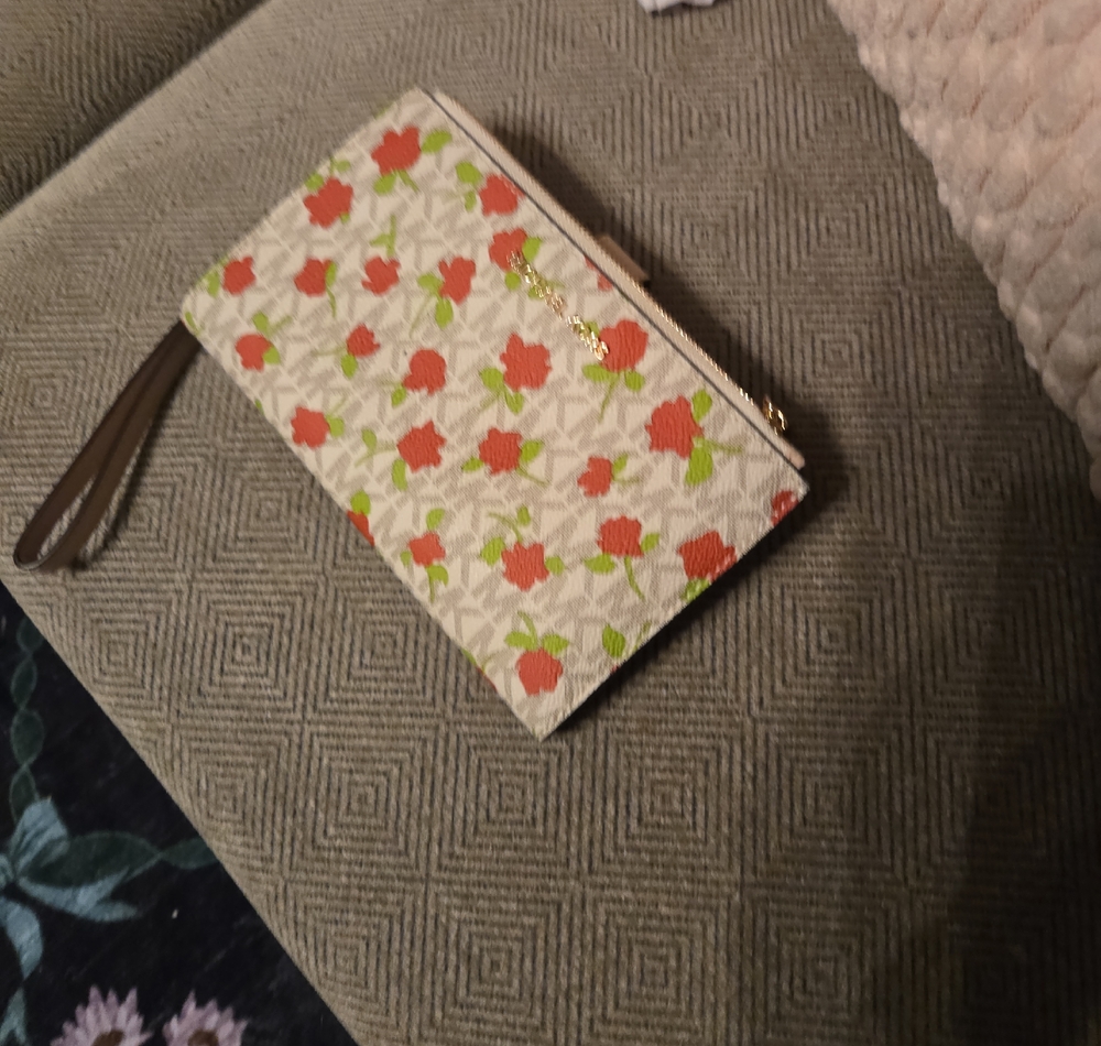 MICHAEL Michael Kors Floral Wristlet in Cream and Red